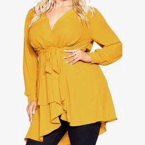City Chic Blouse Top Shibara Plus Size 18 (M) slanted bottom